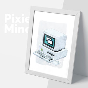 Retro Computer Poster, Pixel Game Print, Instant Download, Gamer Theme Art, Game Boy Room