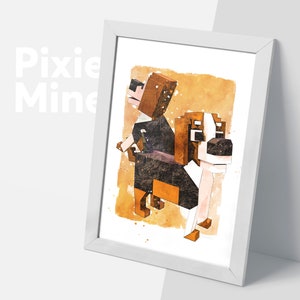 Mine Game Dogs, Pixel Art Poster, Digital Download, Happy Dog Theme, Gamer Room Wall Decor