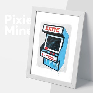 Retro Arcade Games, Pixel Poster, Mine Game Print, Digital Download, Wall Decor