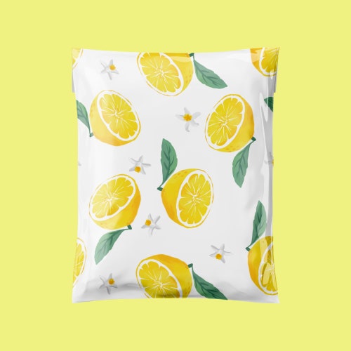 shipping resellers & small business owners packaging materials Summer Lemon 10x13 Poly Mailer Shipping Bags Lush Lemon polymailers