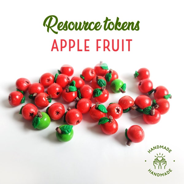 Rote und grüne Äpfel. Obst Token für Brettspiele. Miniaturen für Puppenhaus.