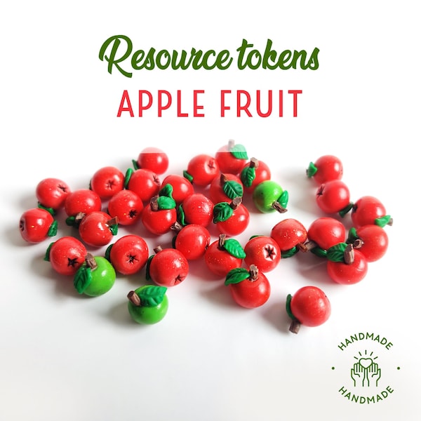 Realistic miniature apples. Fruit tokens for Board games. Miniatures for doll house.