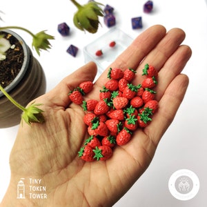Erdbeerminiaturen, Brettspielsteine, Puppenhauselemente, Ressourcenmarker, Spielkomponenten, Aufwertungsmarker, Brettspielteile, Rote Beeren