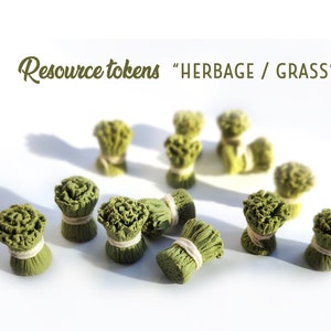 Miniature Herbage bunches. Resource / food tokens for Board games. RPG game elements.