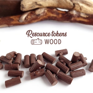 Resource tokens - WOOD, Logs, Board game components, Board game pieces, Upgrade tokens