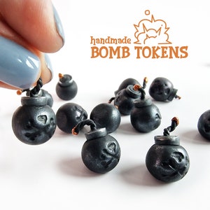 Handmade bomb tokens. Pirate bomb markers / counters.