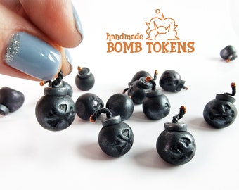 Handmade bomb tokens. Pirate bomb markers / counters.