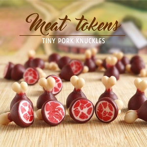 Meat, ham, pork knuckle miniatures, Food token, Board game pieces, Resource tokens, Game components, Upgrade tokens, Boardgame bits