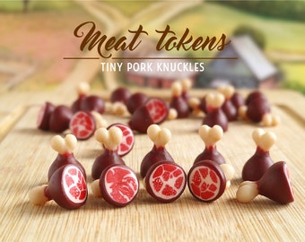 Polymer Clay Meat Miniatures: Ham, Pork Knuckle Game Tokens