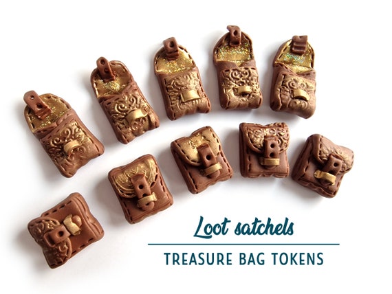 Treasure satchels for Frosthaven / Adventurer's loot satchels - Handmade tokens