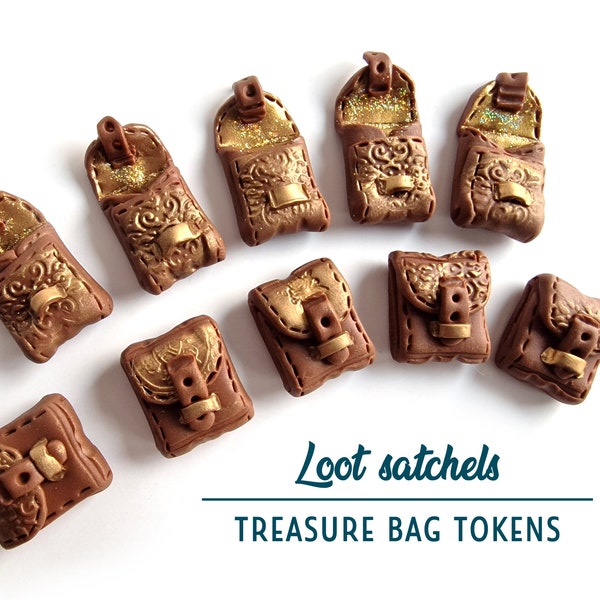 Treasure satchels for Frosthaven / Adventurer's loot satchels - Handmade tokens