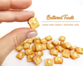 Miniature Buttered Toasts / Board Game Pieces / Dollhouse Food / Craft Supplies
