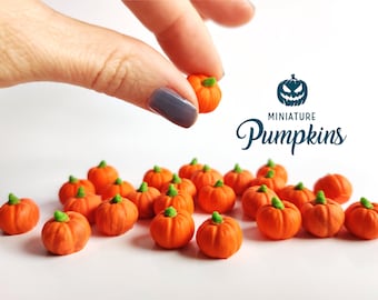 Handmade Polymer Clay Miniature Pumpkins – Food Tokens for Board Games, RPGs & Craft Projects. Halloween miniatures.