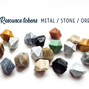 Board game resource tokens - Metal, stone and ore chunks