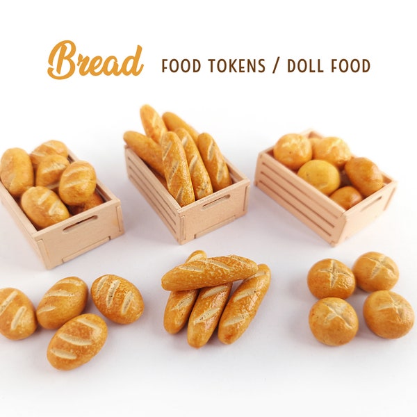 Tiny bread miniatures, Board game pieces, Resource tokens, Food tokens, Game components, Game upgrade, Bread loaf, Replaceable