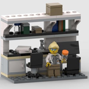 Scientist's Lab Bench (B) - Model built of LEGO® bricks
