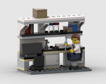 Scientist Lab Bench (A) - Model built of LEGO® bricks