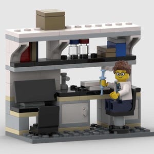 Scientist Lab Bench (A) - Model built of LEGO® bricks