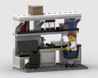 Scientist Lab Bench (A) - Model built of LEGO® bricks