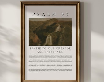 Psalm 33 | Praise To Our Creator | Psalms Poster | Christian Home Decor | Biblical Art | Christian Wall Art | Bible Verse Printables