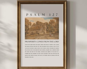 Psalm 127 | Prosperity Comes From The Lord | Psalms Poster | Christian Home Decor | Scripture Art | Biblical Art | Christian Wall Art