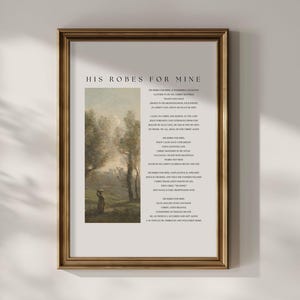 His Robes For Mine | Classic Hymn | Hymn Lyric Poster | Christian Hymn Wall Art | Vintage Christian Wall Decor | Hymn Digital Art