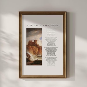A Mighty Fortress | Christian Hymn Wall Art | Vintage Christian Wall Decor | Classic Hymn Print | Worship Song Lyric Printable