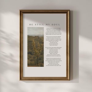 Be Still My Soul Christian Hymn Wall Art | Vintage Scripture Print | Worship Song Lyric Printable | Faith-Based Home Decor & Hymn Art