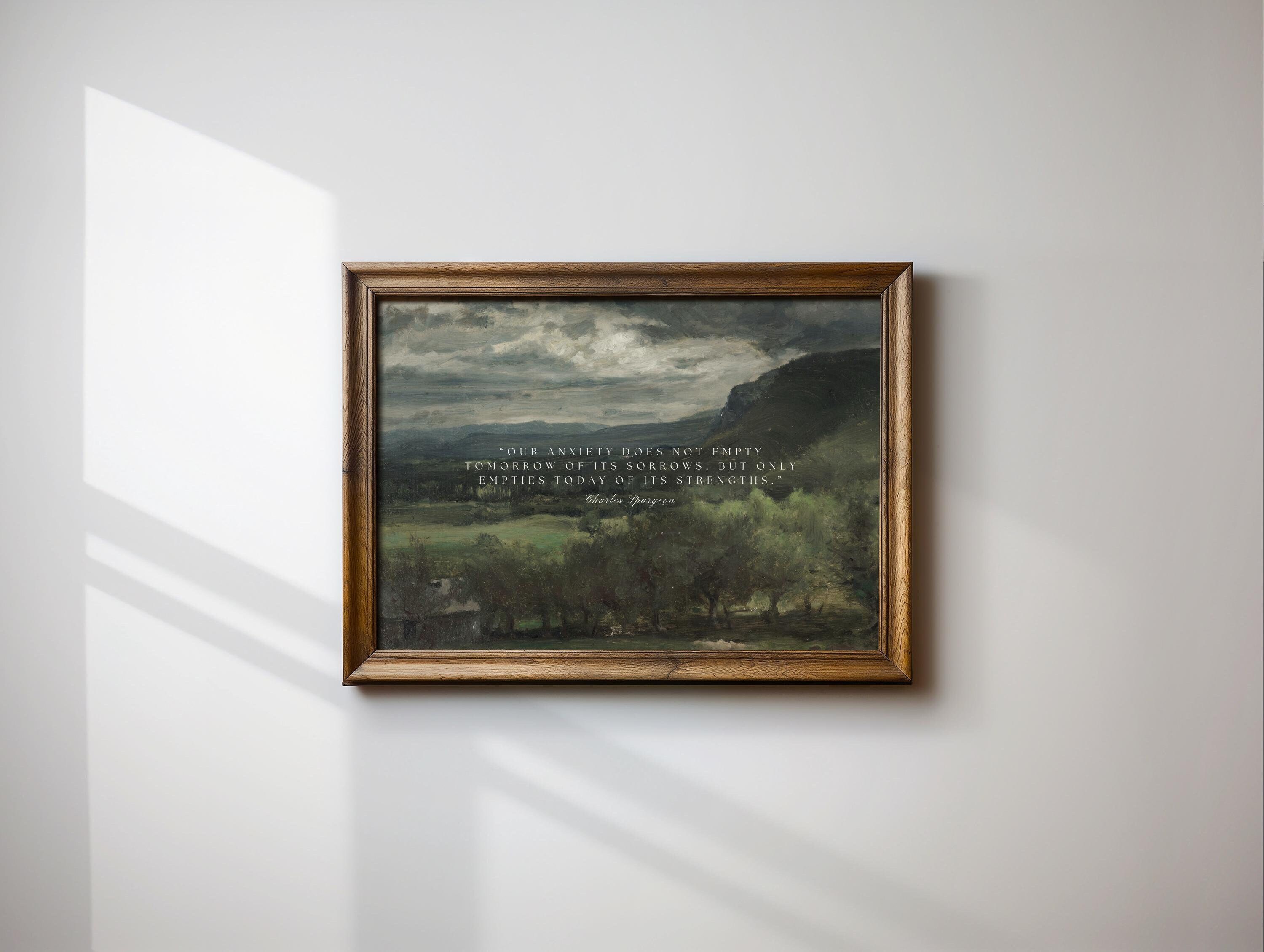 Charles Spurgeon Poster With Anxiety Quote | Charles Spurgeon Quote For The Bedroom | Christian Wall Art | Vintage Digital Art | Home Decor