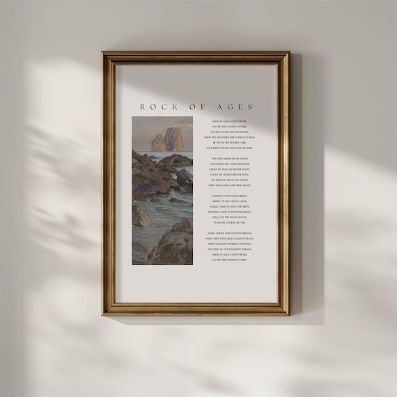 Rock Of Ages Hymn Print | Christian Home Decor | Biblical Art | Modern Scripture & Bible Print | Religious Wall Art | Digital Download