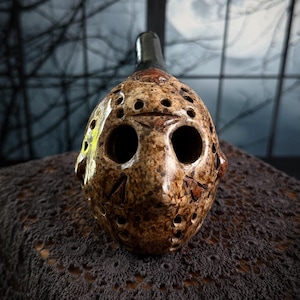 Jason Aztec Death Whistle | Handmade Authentic Clay Ritual Instrument | Oddity Curiosity Collectors Piece | Unique Screaming Skull