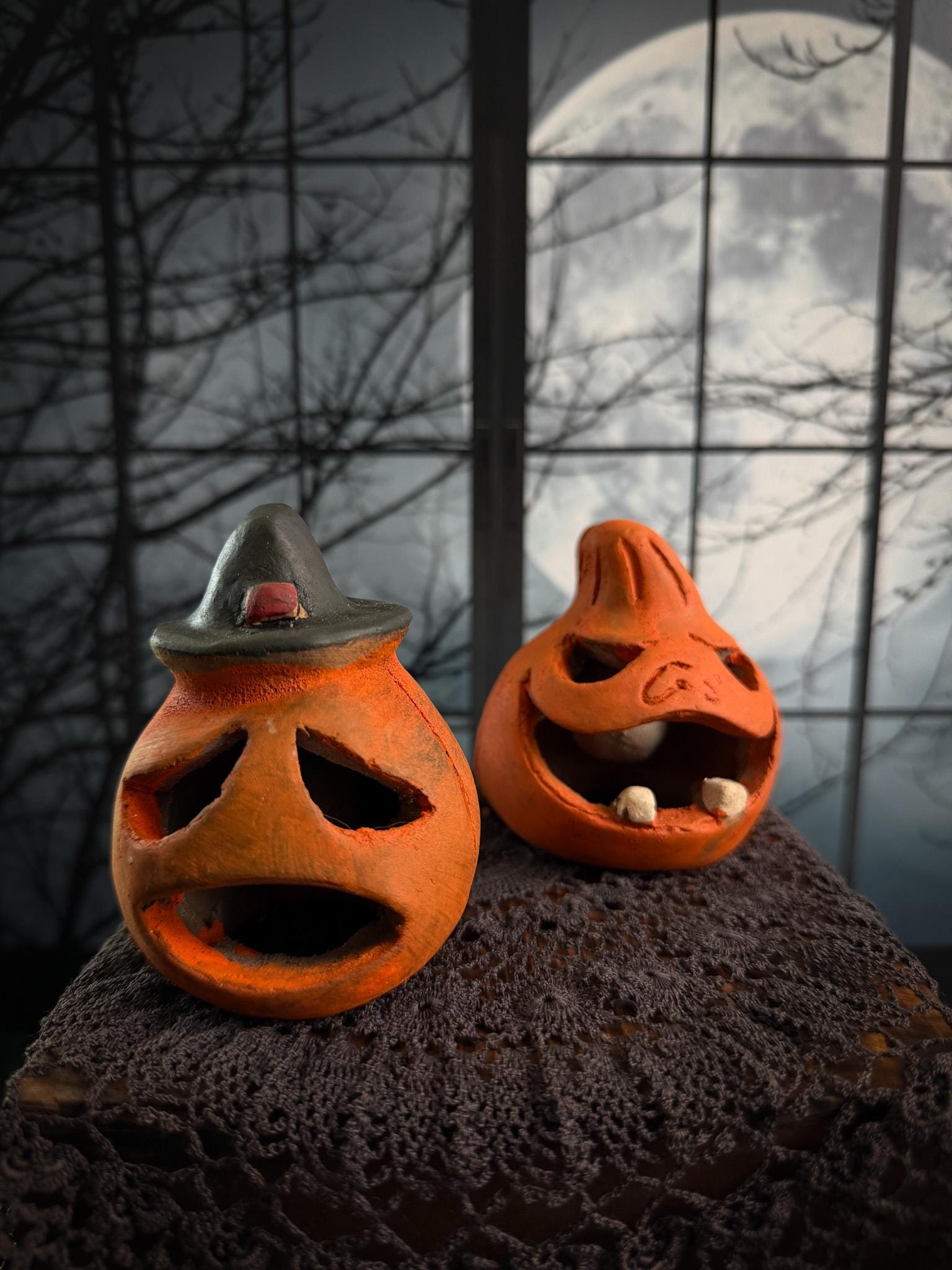 Pumpkin Aztec Death Whistle | Large Handmade Authentic Clay Ritual