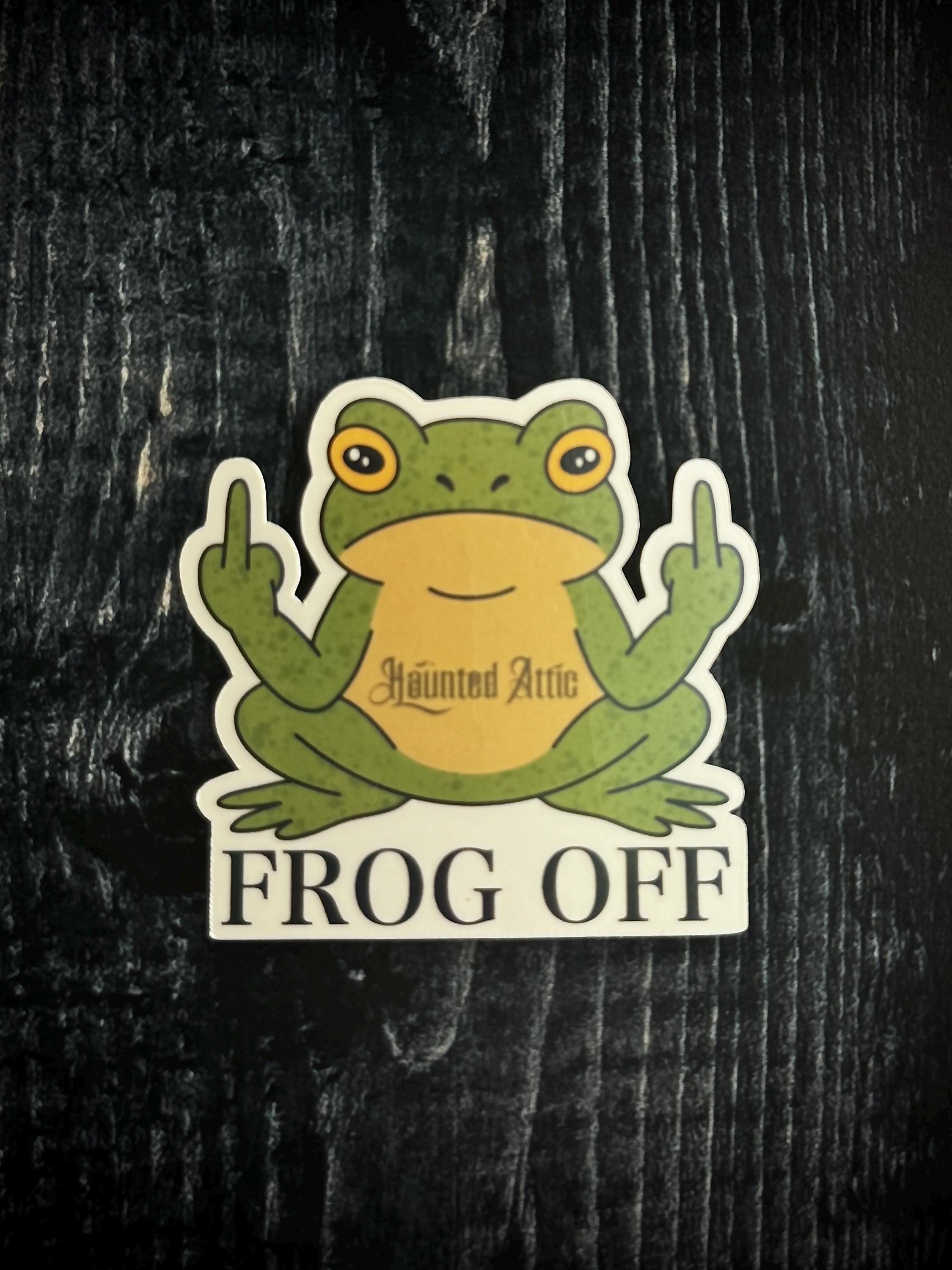 Frog off Sticker | Cottage Core Funny Adult Small Vinyl Bumper Sticker ...