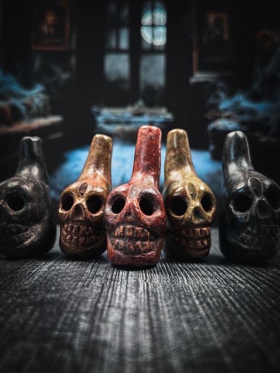 A handmade clay replica of the infamous Aztec death whistle — said to sound like a human scream, and historically used in rituals and warfare.