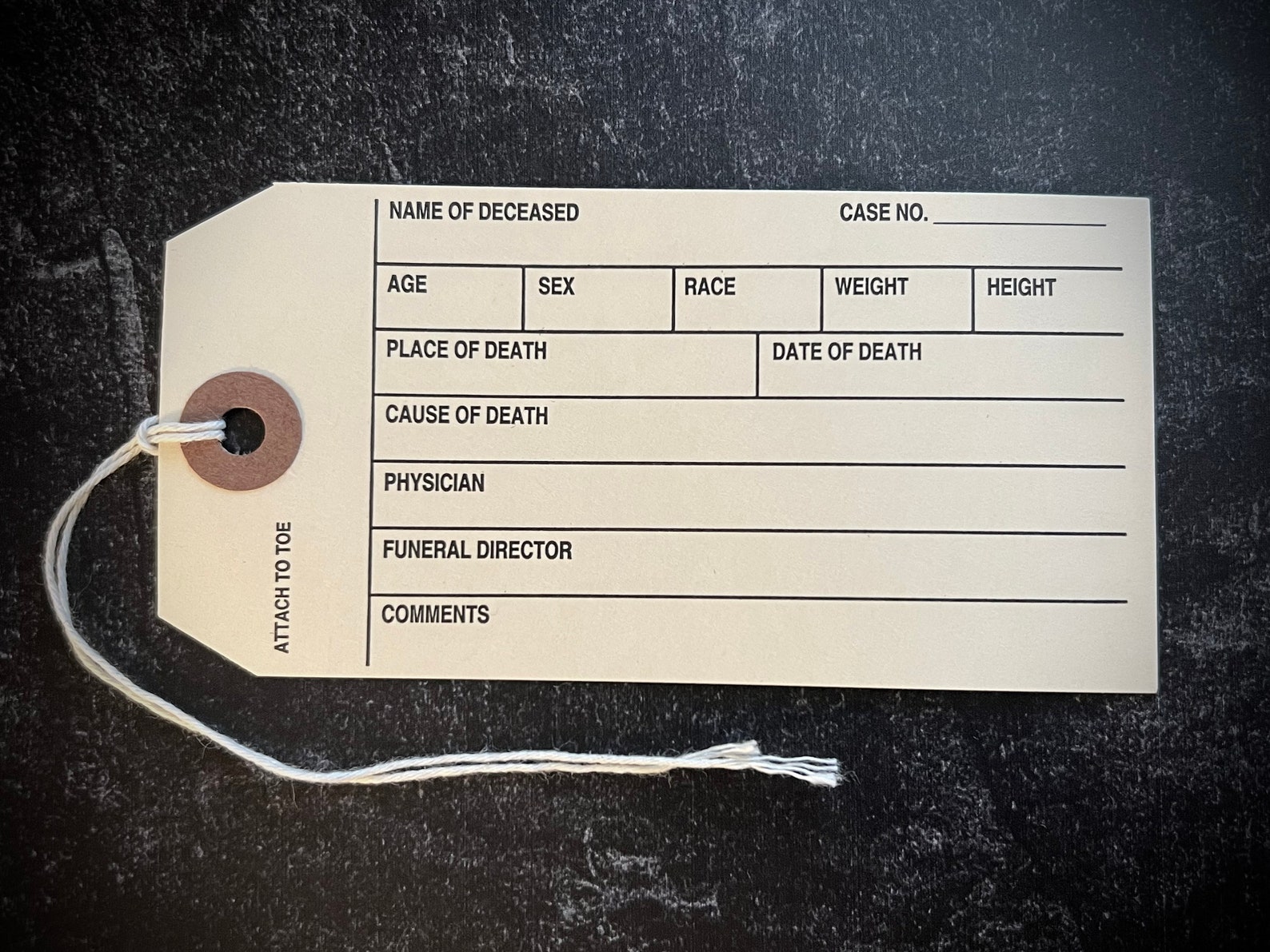 Toe Tag Mortuary Identification Cards Morbid Oddities & Etsy