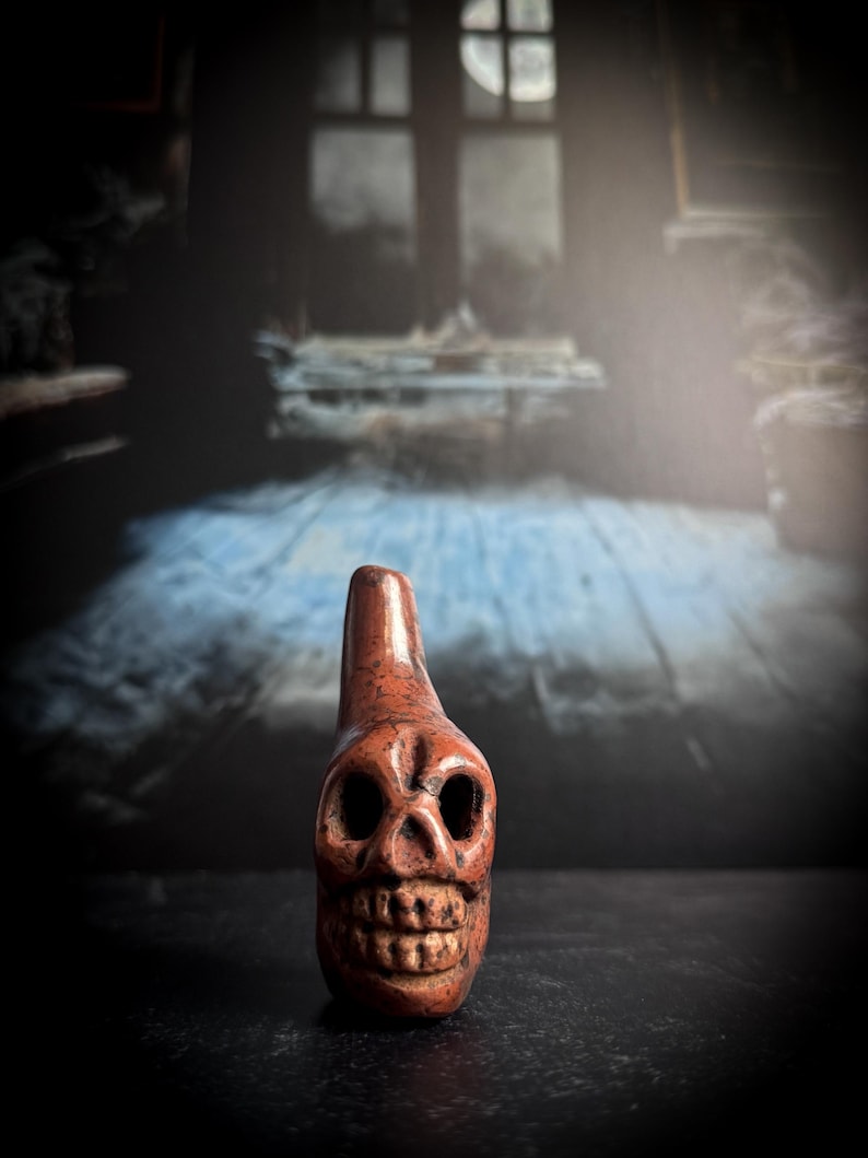 handmade clay aztec death whistles