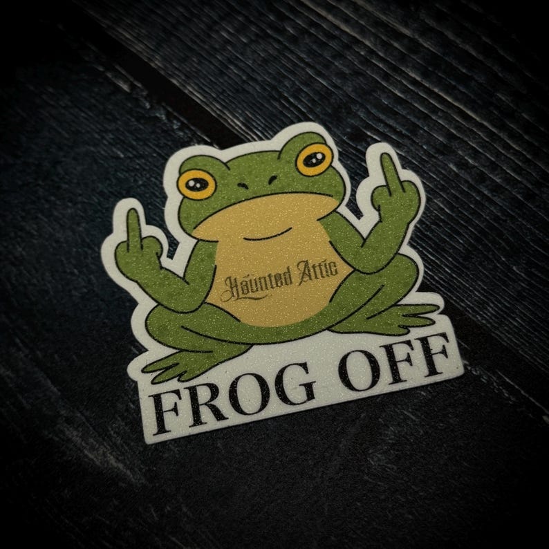 Frog off Sticker | Cottage Core Funny Adult Small Vinyl Bumper Sticker ...