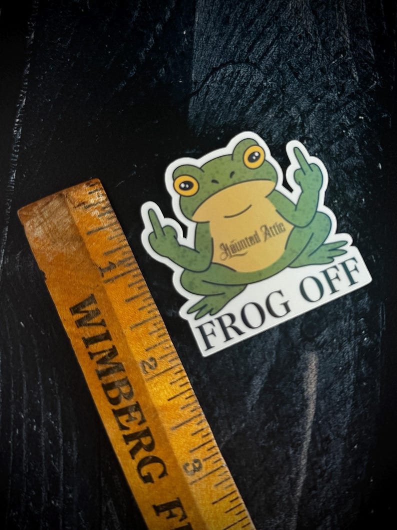 Frog off Sticker | Cottage Core Funny Adult Small Vinyl Bumper Sticker ...