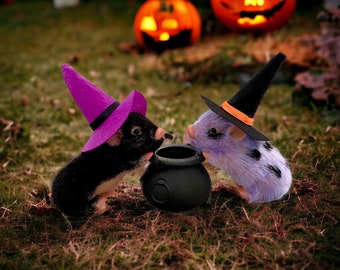 Silicone Pig Halloween Witch Hat and Cauldron. Witch hat, Cauldron for Reborn Animal. PIGLET NOT INCLUDED