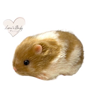 Caramel Silicone Syrian Hamster, Reborn Miniature Collectible Hamster