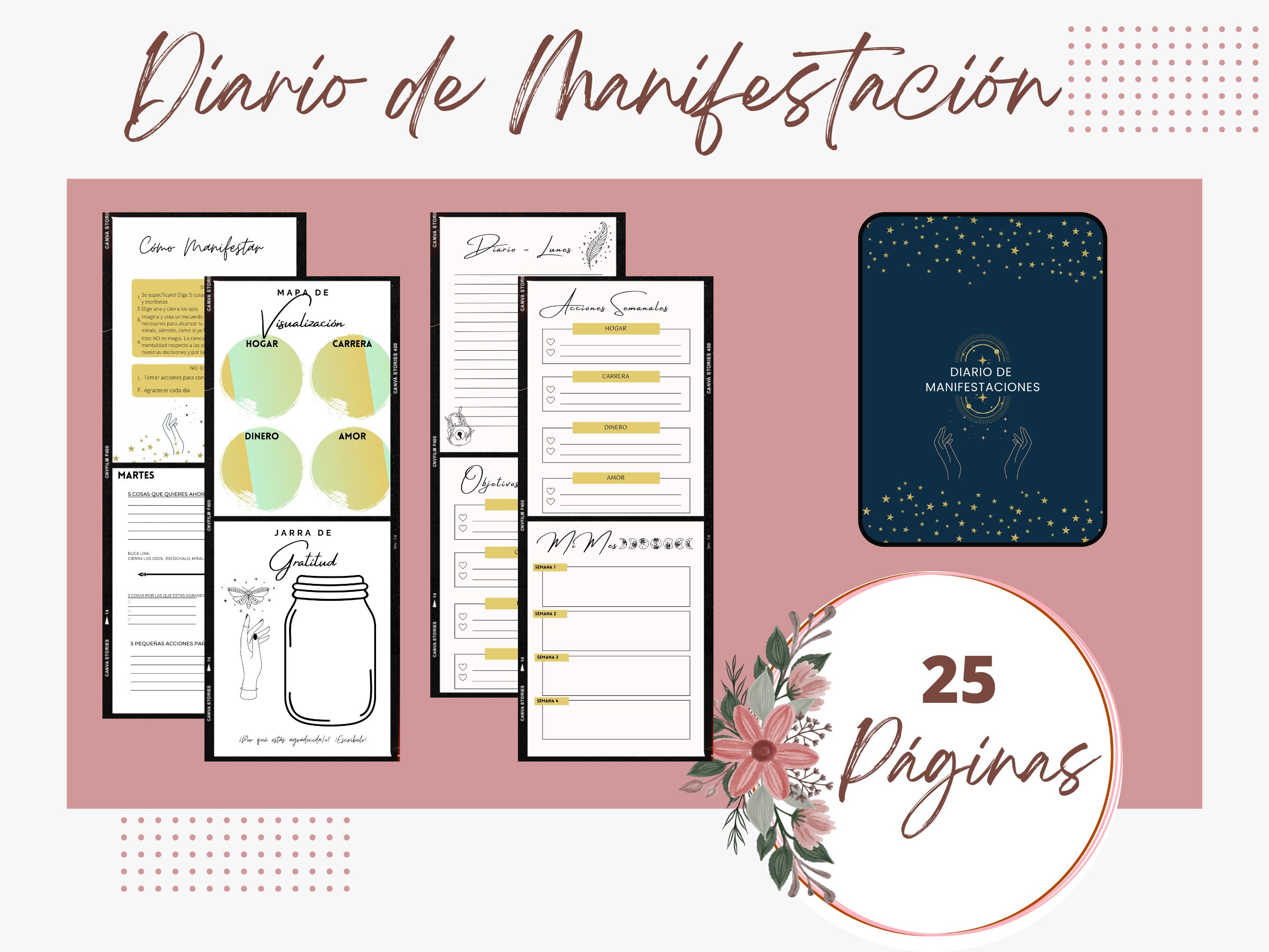 Diario De Manifestaciones 25 PDF Pages A4 Descarga - Etsy