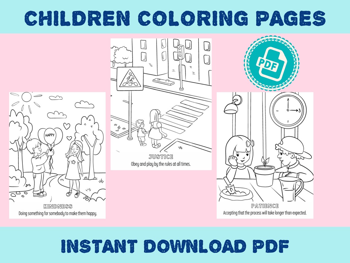 34 Virtues Coloring Pages Instant Download Printable Pages - Etsy