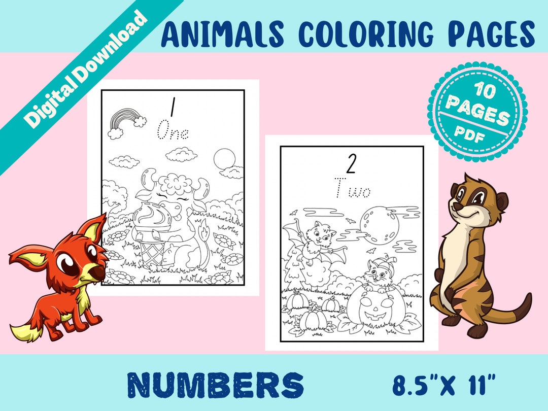 10 Animal Number Coloring Pages for Educational Fun