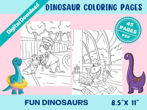 45 Dinosaur Coloring Pages Instant Download Digital - Etsy