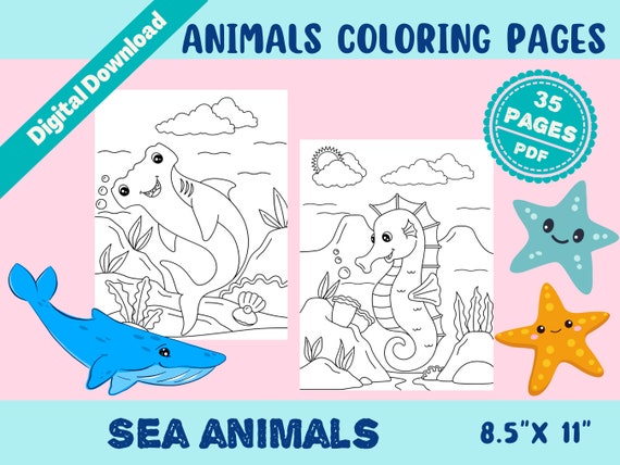 35 Sea Animals Coloring Pages Instant Download Printable - Etsy