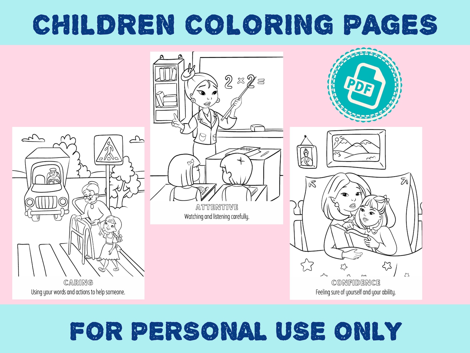34 Virtues Coloring Pages Instant Download Printable Pages for Boys
