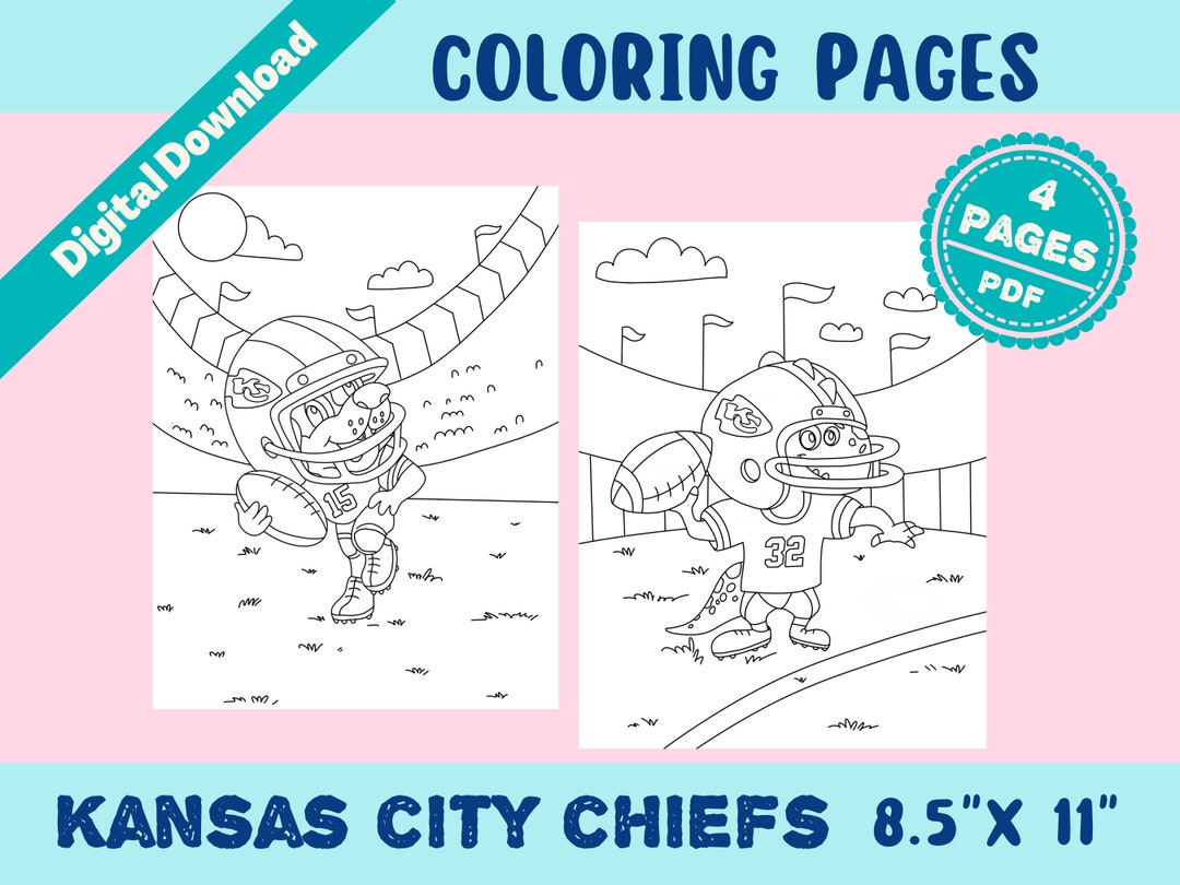 4 Kansas City Chiefs Coloring Pages Instant Download PDF Printable