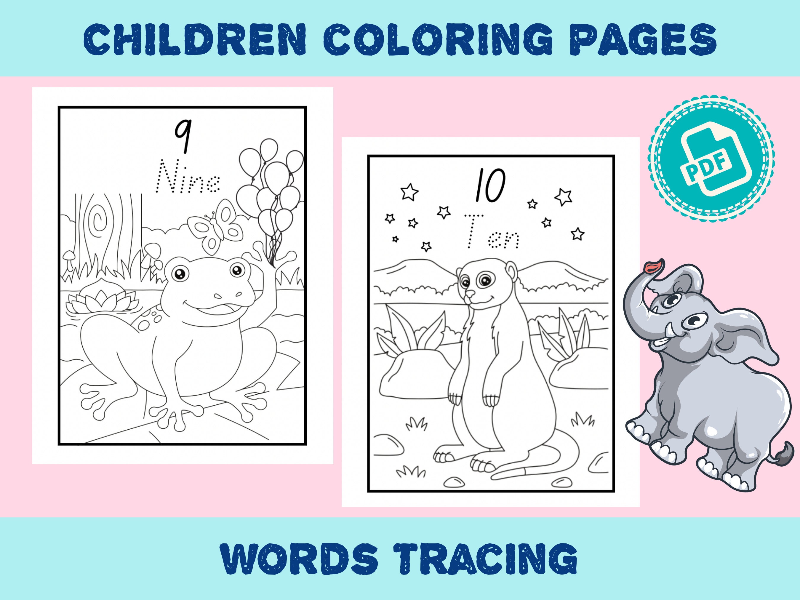 10 Animal Number Coloring Pages for Learning Fun