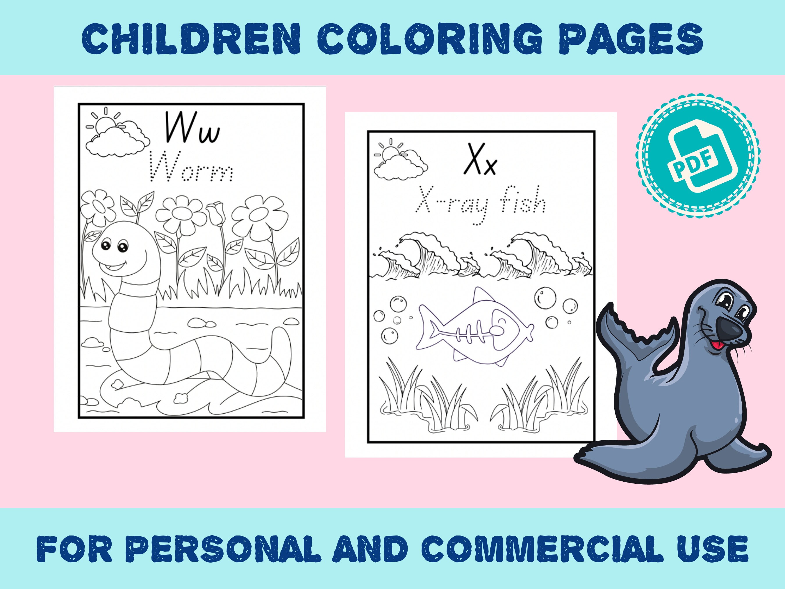 26 Animals Alphabet Coloring Pages Instant Download Etsy