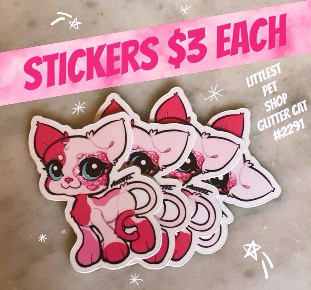 Littlest Pet Shop 2291 Cat Sticker Glitter - Etsy
